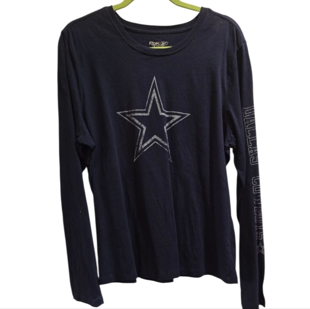2/$10 Offer Applies ! Reebok DALLAS COWBOYS Navy Long Sleeve  Shirt